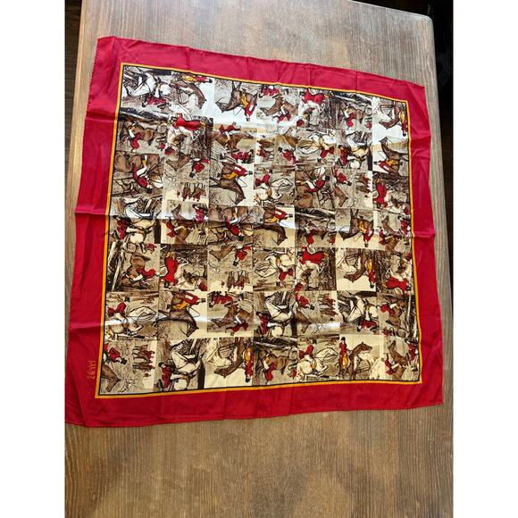 CLUB 7 Echo Equestrian Horse Silk Square Scarf Neck Tie Vintage - Picture 3 of 4